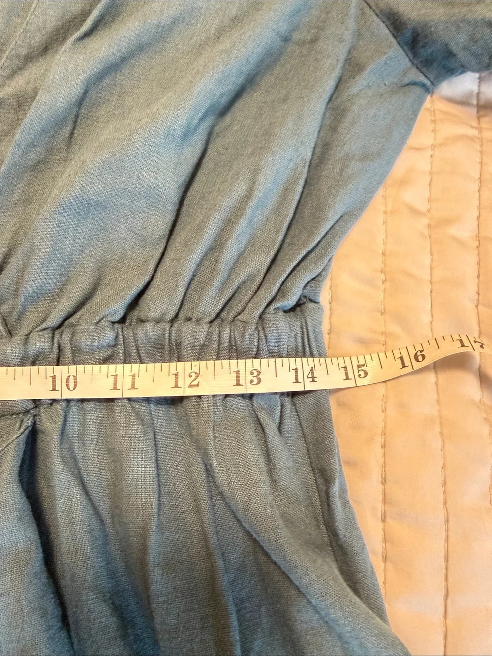 Zara Blue Linen Blend Wrap Romper L V-Neck Flutter Sleeve Keyhole Back Summer